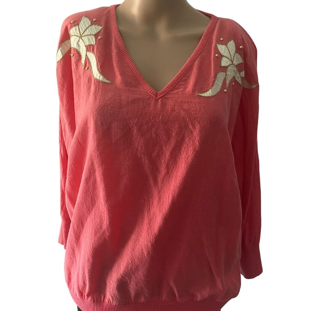 Vintage Amy Jess Embroidered and Studded Size M Top